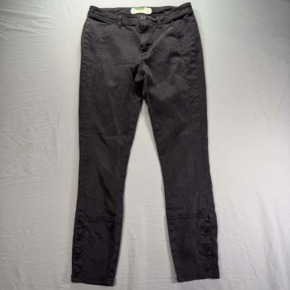 Anthropologie Pants Womens Size 27 Black Lyocell Skinny Button Lightweight Flowy